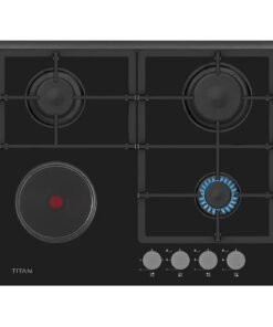 Titan Built In 60cm 3 Gas 1 Electric Black Hob