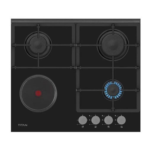 Titan Built In 60cm 3 Gas 1 Electric Black Hob