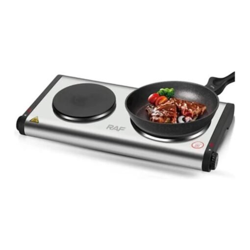 RAF Double Cooking Heater Electric Stove Cooking Hot Plate Electric Cook 2500w- Silver