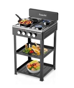 Saachi 2 Gas + 2 Hotplates Table Top Cooker With Shelves