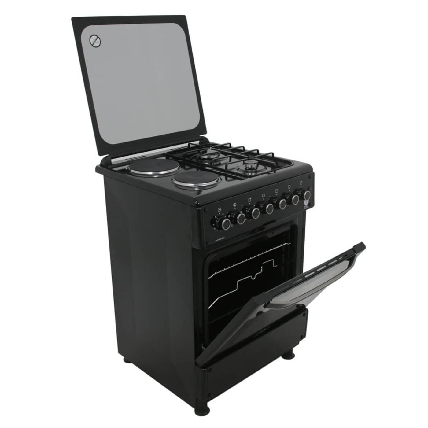 IQRA 60x60cm Cooker 2 Gas Burners and 2 Hotplates | IQ-FC6221-BLK