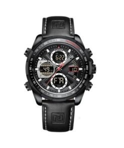 Naviforce Gentlemen Leather Straps Wrist Watch-Black