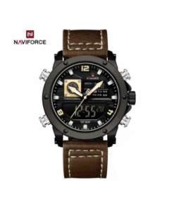 Naviforce New Mens fashion Designer leather Strapped LED Display Watch - Brown,Black