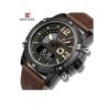 Naviforce Leather Strapp LED Dual Display Watch - Brown, Black