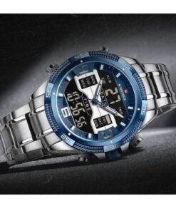 Naviforce Digital And Analog LED Display Watch _ Silver Blue