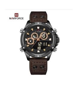 Naviforce Leather Strapped Men's Office and Casual Designer Watch - Brown, Black