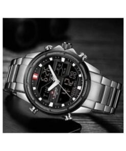 Naviforce Stainless Steel Waterproof Dated Watch - Silver