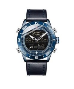 Naviforce Leather Strapped Dual Waterproof Watch - Blue
