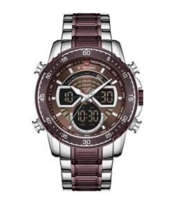 Naviforce Mens Office And Casual Dual Waterproof Watch - Silver, Brown