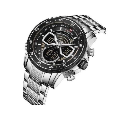 Naviforce Stainless Steel Waterproof Mens Watch - Silver,Black