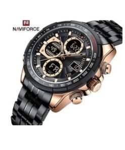 Naviforce Luxury Waterproof Digital And Analog Watch - Black,Gold