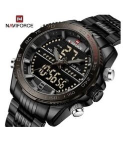 Naviforce Stainless Steel Digital And Analog Men's Luxury Watch - Black