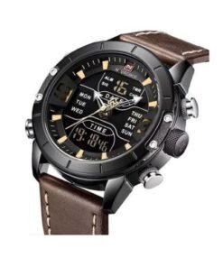 Naviforce Men's Dual Display Leather Watch - Brown