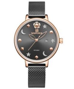 Naviforce Womens Waterproof Analog Luxury Wristwatch - Black