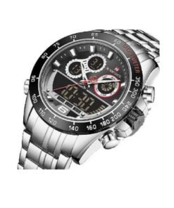 Naviforce Men's Stainless Steel Quartz Digital Sport Watch - Silver
