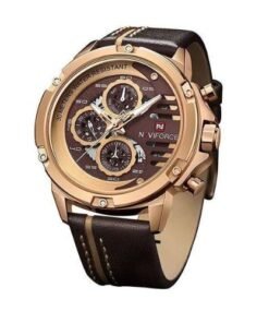 Naviforce Waterproof Chronograph Analog And Dated Classy Men's Office And Casual Designer Watch - Brown,Gold