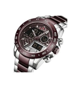 Naviforce Stainless Steel Dual Watch - Brown, Silver