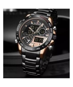 Naviforce Luxury Waterproof Digital And Analog Watch - Black