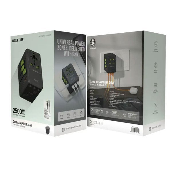 Green Lion GaN Universal Travel Adapter - Image 2